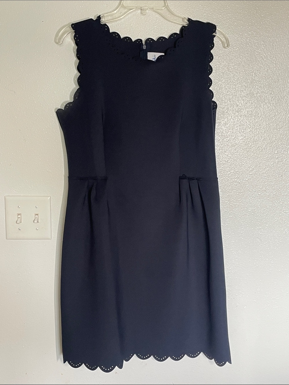 Katherine Barclay Navy Scallop-Edge Midi Dress